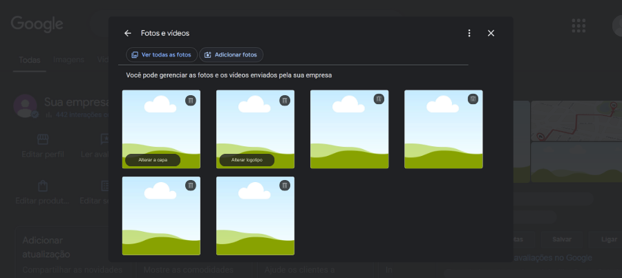 Como excluir fotos no painel de controle do Google Perfil de Empresa